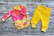 Body ja housut setti kukka pinkki-keltainen koko 40