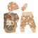 Body, housut, pipo ja tumput setti Orava ja kukkaset beige koko 44
