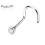 Nenäkoru, nenänappi Press Fit Clear Gem  (1mm/2mm)