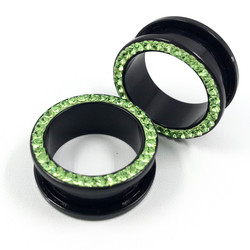 Tunneli 24mm, Light Green Crystals (akryyli)