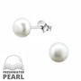 Hopeiset korvanapit, Small Natural Pearl -Makeanveden helmi (koko S)