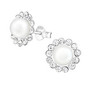 Hopeiset korvanapit, Pearl with Crystals -helmi kristallireunuksella