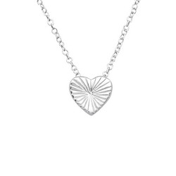 Hopeinen kaulakoru, Mini Heart with Diamond Cut