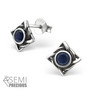 Hopeiset korvanapit, Square Antique Silver with Sodalite (sodaliitti luonnonkivi)