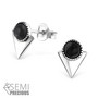 Hopeiset korvanapit, Mini Triangle with Black Onyx (onyx luonnonkivi pienessä kolmiossa)