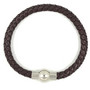Kirurginteräsrannekoru, Brown Leather Bracelet with Stainless Steel