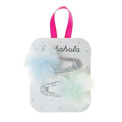 Hiuskoru/pinni, Rockahula KIDS|Fluffy Pom Pom Clips Aquas