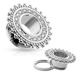 Tunneli 10mm, CZ Paved Tribal Shield Top