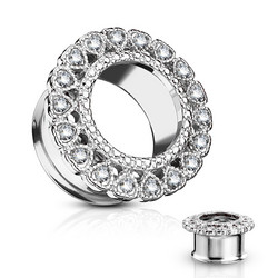 Tunneli 14mm, Gemmed Heart Circular Array Front