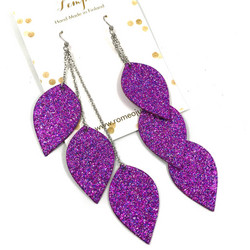 LEMPI-korvakorut, Lehdet (3-os, multicolor violetti glitter)