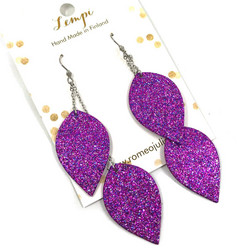 LEMPI-korvakorut, Lehdet (2-os, multicolor violetti glitter)