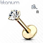 Labret, Titanium Round Medium 3mm CZ Gold