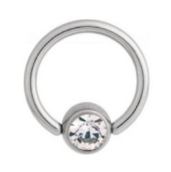Lävistysrengas, BCR, (titaani) Flat Back Jewelled Ball (1,2mm/7mm)