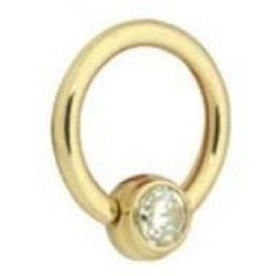 Lävistysrengas, BCR, (titaani) Flat Back Zirconline Jewelled Ball  1,2mm/8mm