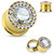Plugi 8mm, Large Centered CZ in Gold