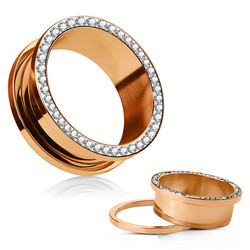 Tunneli 16mm, Crystals Rim Rose Gold