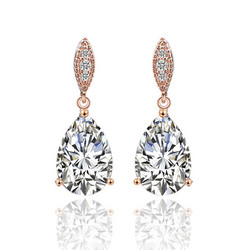 Juhlakorvakorut, ROMANCE/Graceful Teardrop Earrings with CZ (RG)
