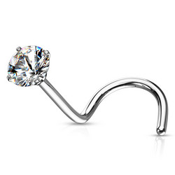 Nenäkoru, nenänappi Prong Set Round CZ (0,8mm/3mm)