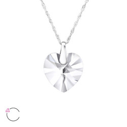 Hopeinen kaulakoru, LA CRYSTALE,  Large Crystal Heart