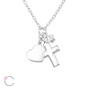 Hopeinen kaulakoru, LA CRYSTALE, Cross & Heart Necklace