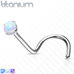 Nenäkoru, nenänappi Implant Grade Titanium Prong Set Opal in White