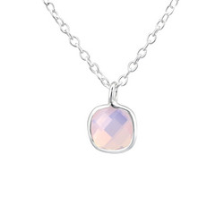 Hopeinen kaulakoru, Miniatyre Pink Opal