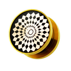 Plugi 10mm, Gold PVD Plated Cut out Tunnel