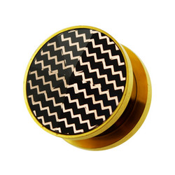 Plugi 10mm, Gold PVD Plated Zig Zag Tunnel