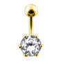 Kirurginteräksinen napakoru, Mini Cubic Zirconia (kulta)