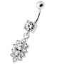 Hopeinen napakoru titaanivarrella, Small Dangly CZ (eri pituuksia)