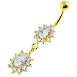 Hopeinen napakoru, Romantic Dangly CZ in Gold (eri pituuksia)