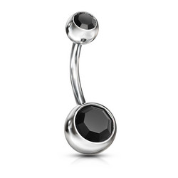 Napakoru, Double Jewel Navel Ring in Black