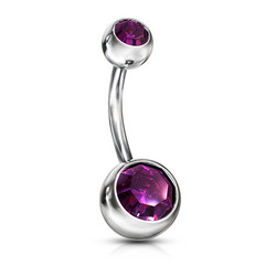 Napakoru, Double Jewel Navel Ring in D. Purple