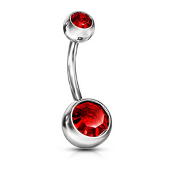 Napakoru, Double Jewel Navel Ring in D. Red
