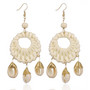 Rottinkorvakorut, White Rattan Earrings with Seashells