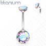 Napakoru,Titanium Prong Set Round CZ in AB Clear