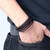 Keinonahkainen rannekoru, Black Natural Stone Faux Leather Bracelet