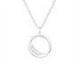 Hopeinen kaulakoru, Elegant Round Silver Necklace with CZ