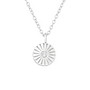 Hopeinen kaulakoru,  Modern Mini Flower Silver Necklace with CZ