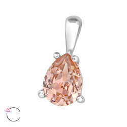 Hopeinen riipus, LA CRYSTALE, Teardrop in Vintage Rose