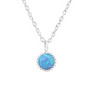 Hopeinen kaulakoru, Round Imitation Opal in Blue