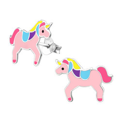 Hopeiset korvanapit, Pink Unicorn -vaaleanpunainen yksisarvinen