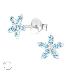 Lasten hopeakorvakorut, LA CRYSTALE, Turqoise Flower