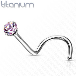 Nenäkoru, nenänappi CZ Implant Grade Titanium Prong Set in Pink
