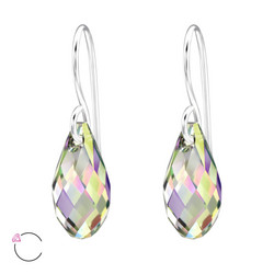Hopeakorvakorut, LA CRYSTALE, Teardrop Earrings in AB Grey