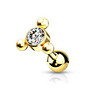 Rustokoru/traguskoru, 3-Ball Gold Triangle Top with CZ in Clear