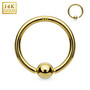 Lävistysrengas Ø8mm, 14K Gold Fixed Ball Bendable Ring -kultarengas
