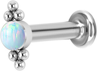 Rustokoru/traguskoru, Titanium Double Cluster Labret with Opal
