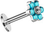 Rustokoru/traguskoru, Titanium Mini Flower Labret in Turqoise