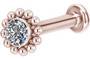 Rustokoru/traguskoru, Titanium Balls Around Labret with CZ, Rosegold